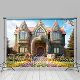 Bunt Eier Hof Fee Haus Ostern Hintergrund